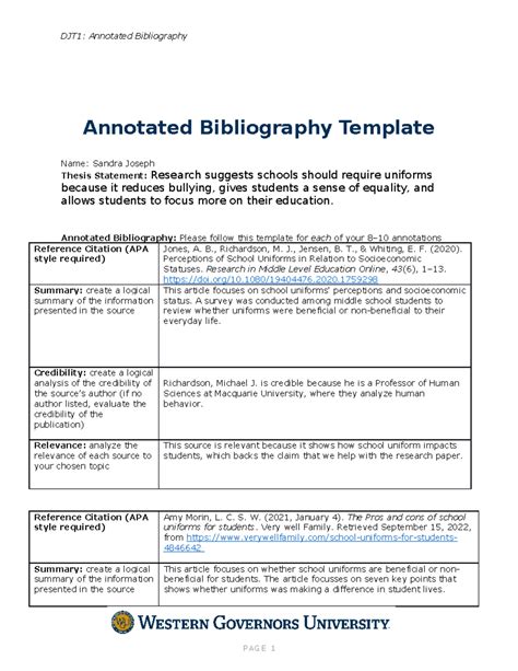 Annotated Bibliography Template-2 - Annotated Bibliography Template ...
