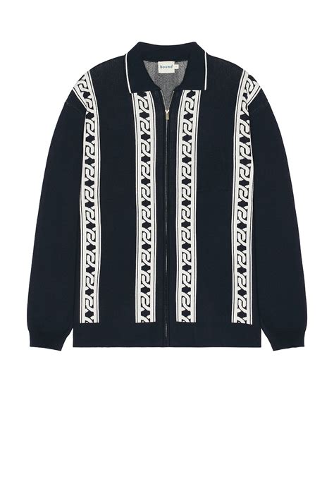 Bound Chain Full Zip Knit Polo in Navy | REVOLVE