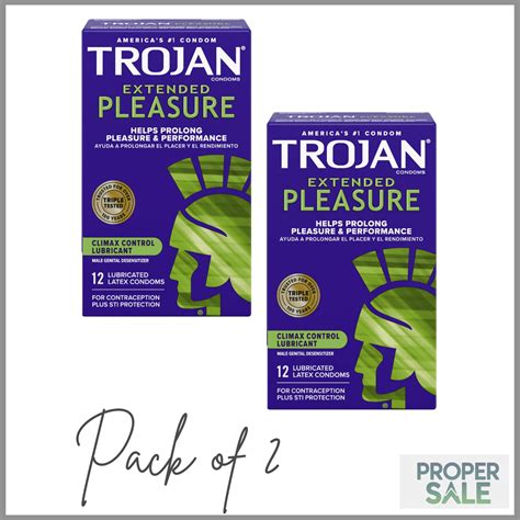Trojan Extended Pleasure Climax Control Extended Pleasure Lubricated ...