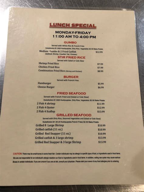 Menu at Lake Jackson Seafood restaurant, Gun Barrel City