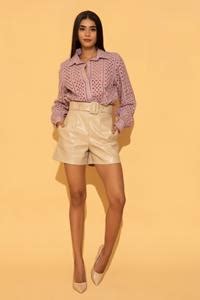 Buy Purple Cotton Floral, Schiffli Shirt Collar For Women by Torqadorn ...
