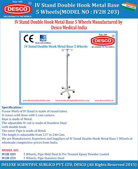 IV Stand Double Hook Metal Base 5 Wheels Manufacturer in India