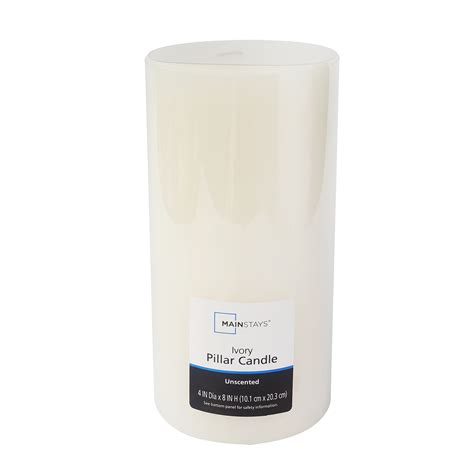 Mainstays Single Wick 4" x 8" Pillar Candle, Unscented, Ivory - Walmart.com