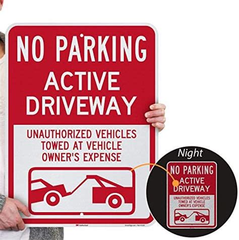 SmartSign "No Parking - Active Driveway, Unauthorized Vehicles Towed at ...