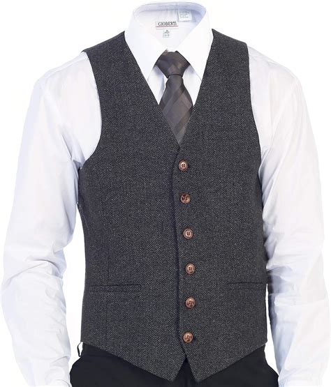 Buy Gioberti Men's 6 Button Slim Fit Formal Herringbone Tweed Vest ...