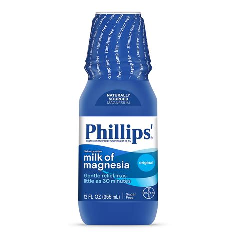 Phillips' Milk of Magnesia Liquid Magnesium Laxative Original, 12 oz ...