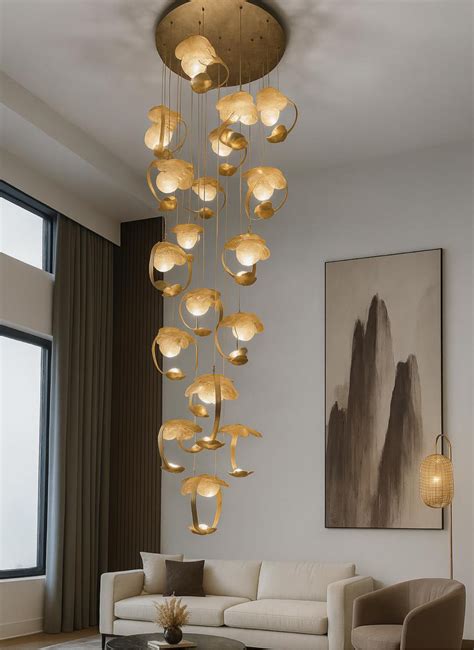 HDC 21 Lights Modern Led Hanging Double Height Staircase Chandelier- W