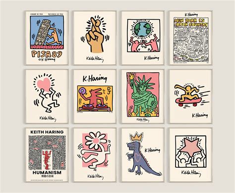 Set of 6 keith haring prints gallery wall set digital art print keith ...