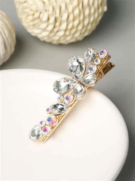 White Stones Gold Plated Butterfly Hair Pin – Priyaasi