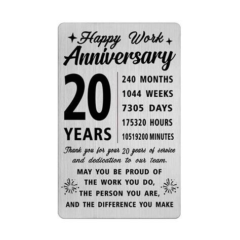 Amazon.com : Richesele 20th Work Anniversary Cards - Happy 20 Year Work ...
