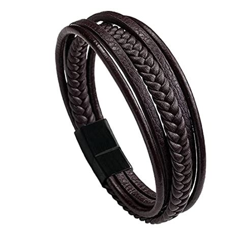 Buy Yellow Chimes Leather Bracelet for Men Double Magnetic-Clasp ...