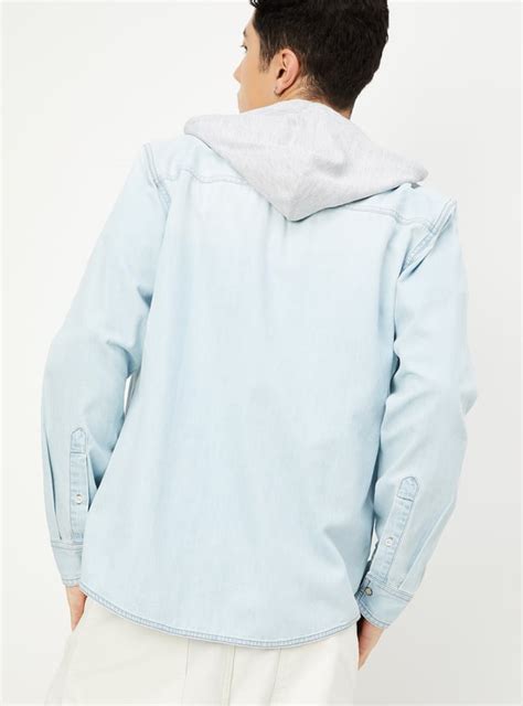 Buy Men Hooded Denim Shacket Online at just Rs. 1499.0 - 1000013968197 ...