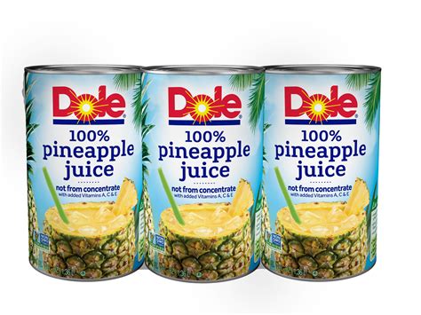 Dole 100% Pineapple Juice, Canned Pineapple Juice, 46 Oz, 3 Pack ...