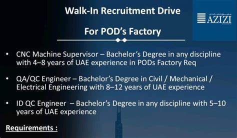 Azizi Developments Walk-In Interview 2026 | Hiring CNC Supervisors, QA ...