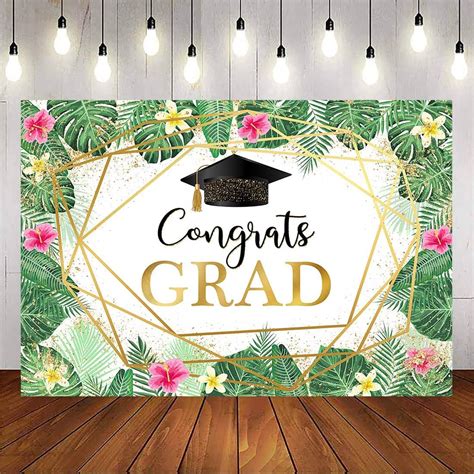 Amazon.com : Avezano Aloha Graduation Backdrop Hawaiian Luau Congrats ...