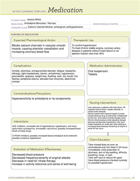 Amlodipine (Norvasc) - Med Template - ACTIVE LEARNING TEMPLATES ...