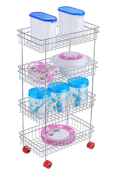 Buy Nilkanth Stainless Steel 4 Shelf Vegetable Stand for Kitchen and ...