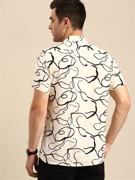 DENNISON Men Smart Opaque Abstract Printed Cuban Collar Casual Shirt ...
