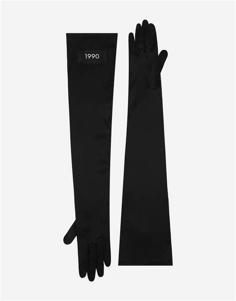 Long silk satin gloves in Black for Women | Dolce&Gabbana® US