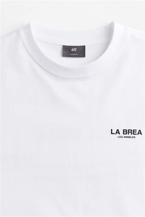 Loose Fit Printed T-shirt - White/La Brea - Men | H&M IN