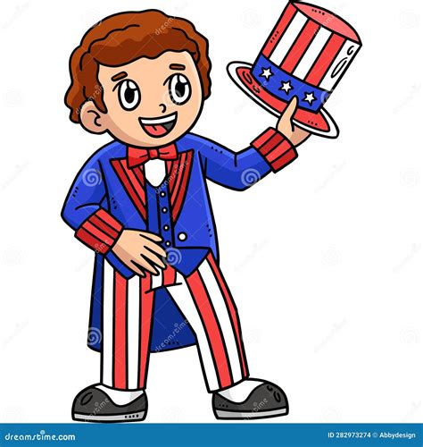 Boy Wearing Uncle Sam Outfit Cartoon Clipart Vector Illustration ...