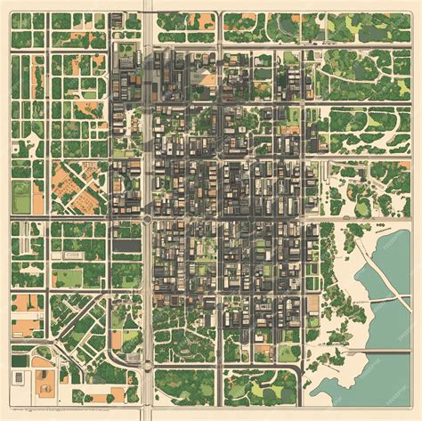 A detailed city map highlighting major streets neighborhoods and key landmarks | Premium AI ...