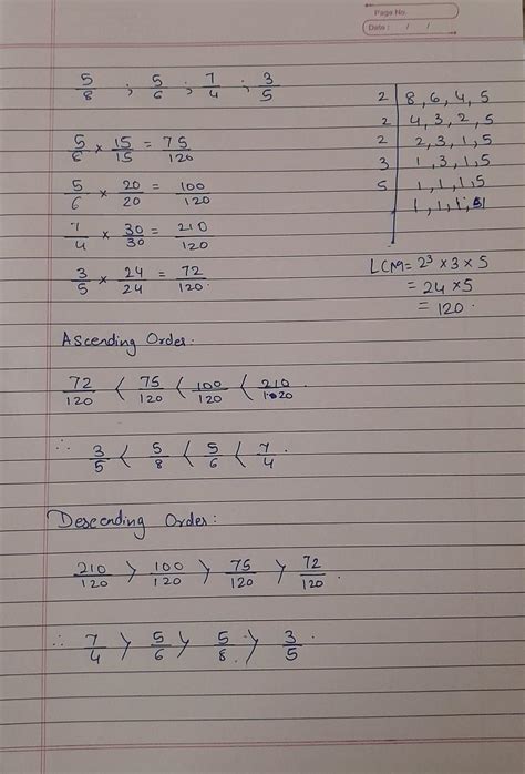 Arrange these rational numbers in ascending and descending order 5/8,5/ ...