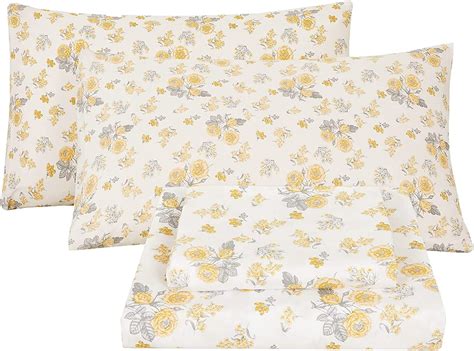 Softan 4-Piece Full Size Floral Sheets Set with Deep Pocket, Rose ...