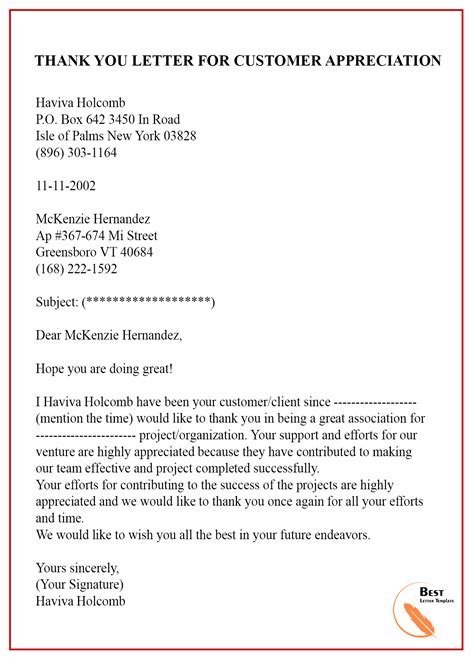 Letter Of Gratitude Examples