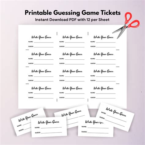 Write Your Guess Printable PDF Guess How Many Raffle Ticket Template ...