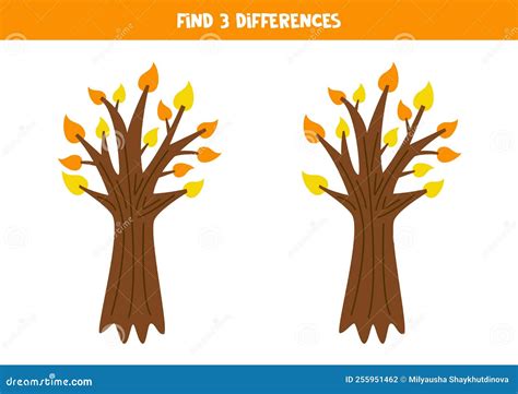 Find Three Differences between Two Autumn Trees Stock Vector ...