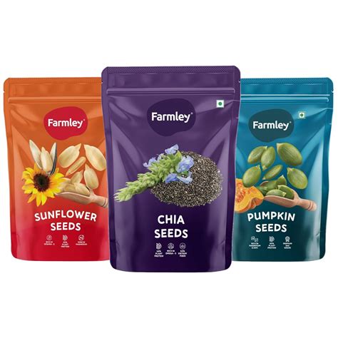 Farmley Edible Seeds Combo 600 g | Chia Seed + Sunflower Seed + Pumpkin ...