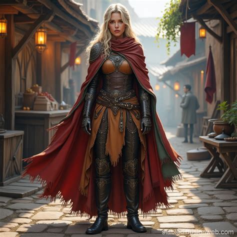 Female Half-Elf Bard in Tavern Setting | Stable Diffusion Online