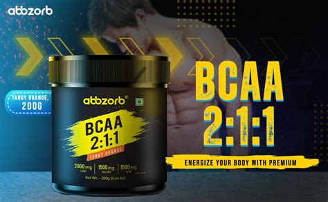 Abbzorb BCAA 2:1:1 Supplement for Men and Women, Tangy Orange - 200g ...