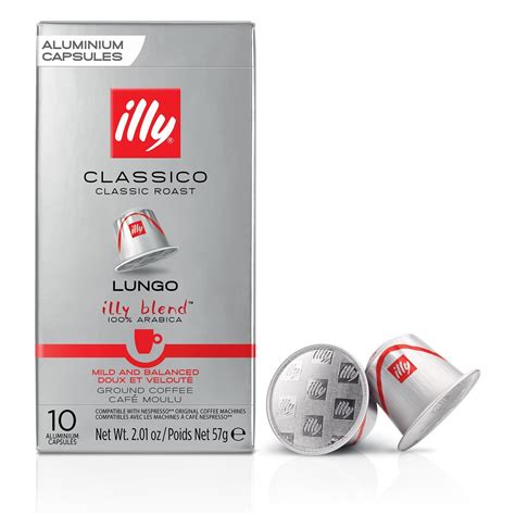 Illy Classico Classic Roast Lungo Ground Coffee 10 Aluminium Capsules ...
