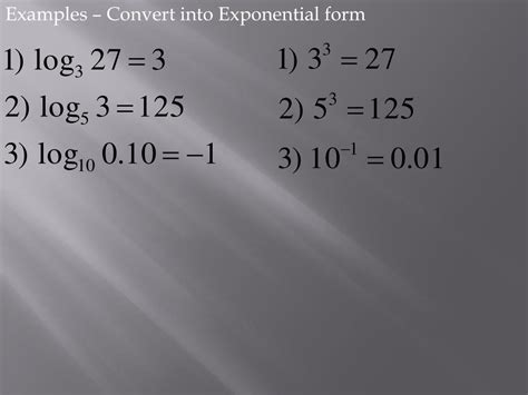 Image result for Logarithm Written Exponential Form