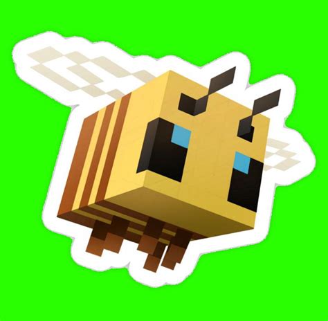 Minecraft Bee Sticker on Green Background
