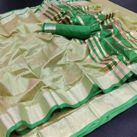 Green Festive Wear Woven Jute Saree