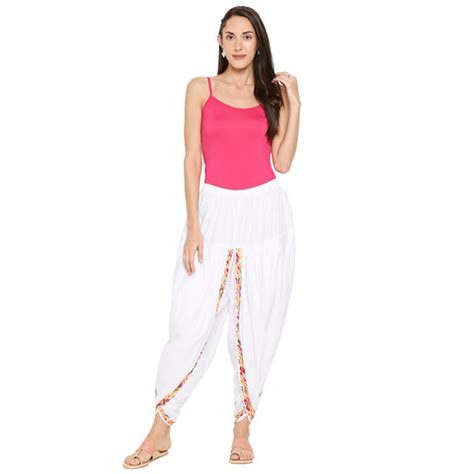 Chikankari Hand Embroidered Dhoti Salwar Tulip Pants Palazzo White ...