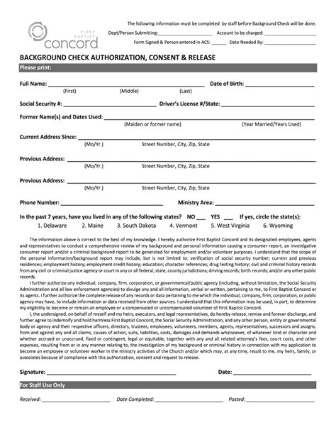 Fillable Online BACKGROUND CHECK AUTHORIZATION, CONSENT & RELEASE Fax ...