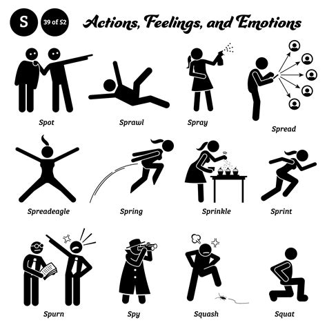 Stick Figures Man People Stickman Silhouette Action Verbs S Vector SVG PNG EPS Cliparts Clip ... - language of stickman