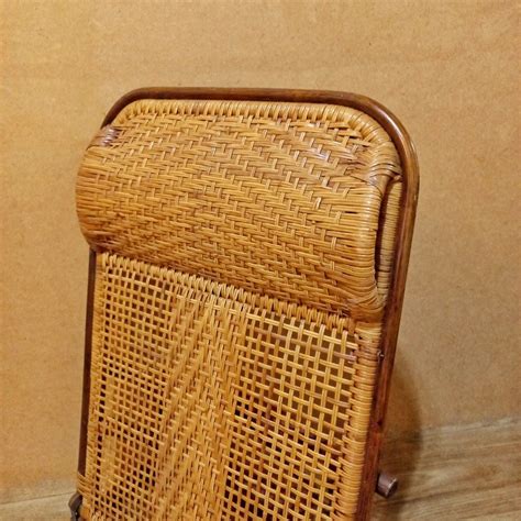Rattan cane reclining floor chair folding beach chair picnic chair ...