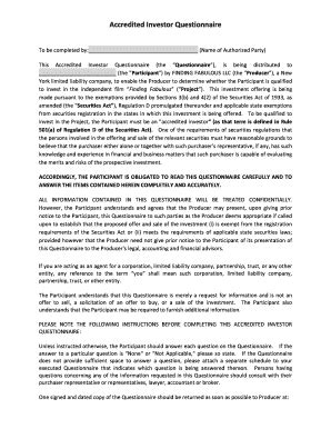 Fillable Online This Accredited Investor Questionnaire (the ...