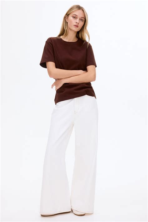 Women's Brown Oversized cotton T-shirt | H&M IN