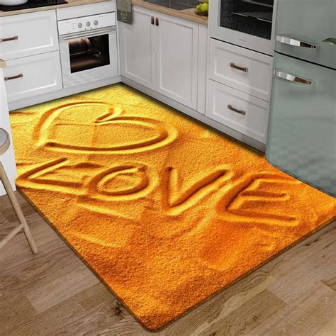 3D Floor Mat Rugs Kitchen Beach Waves Runner Carpet Kitchen Washable ...