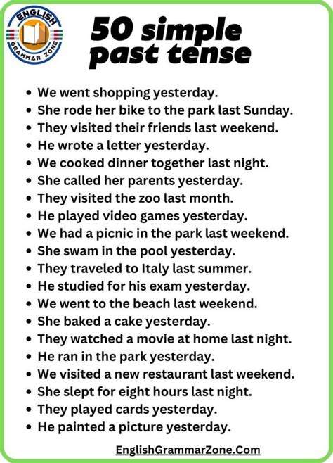 Simple Past Tense Examples 的图像结果