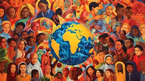 Premium Photo | A colorful mural depicting diverse cultures and global ...