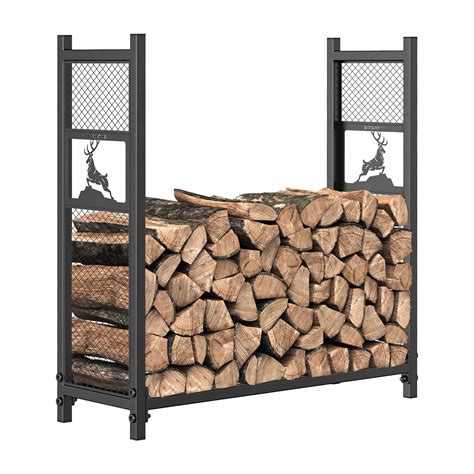 Buy Mr IRONSTONE 4ft Firewood Rack, Outdoor Wood Rack for Firewood ...