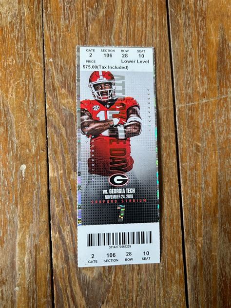 UGA Bulldogs vs. Georgia Tech Football Ticket Stub 11/24/18 | eBay
