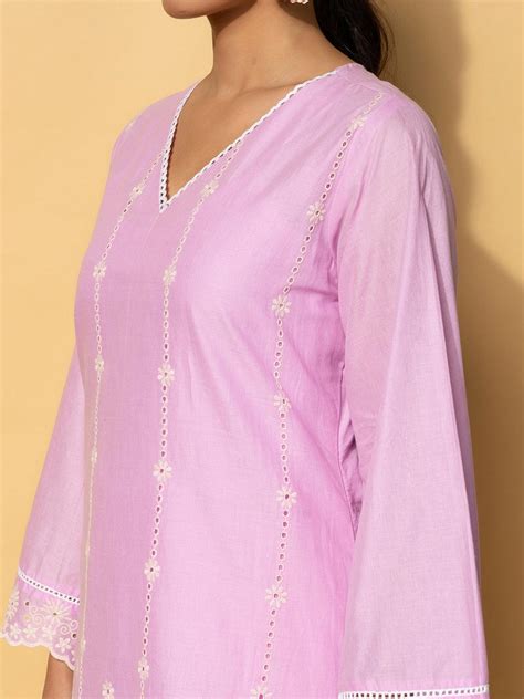 Buy Lavender Embroidered Cotton Co-Ords Online at Rs.1503 | Libas